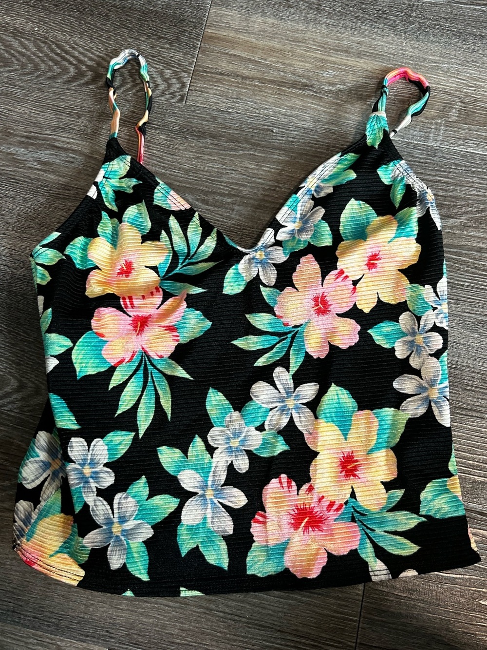 kathy ireland Black Floral V-Neck Spaghetti Strap Camisole